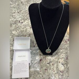 NEW 925 Poplike Silver Pendant Bat Necklace & Abalon Shell